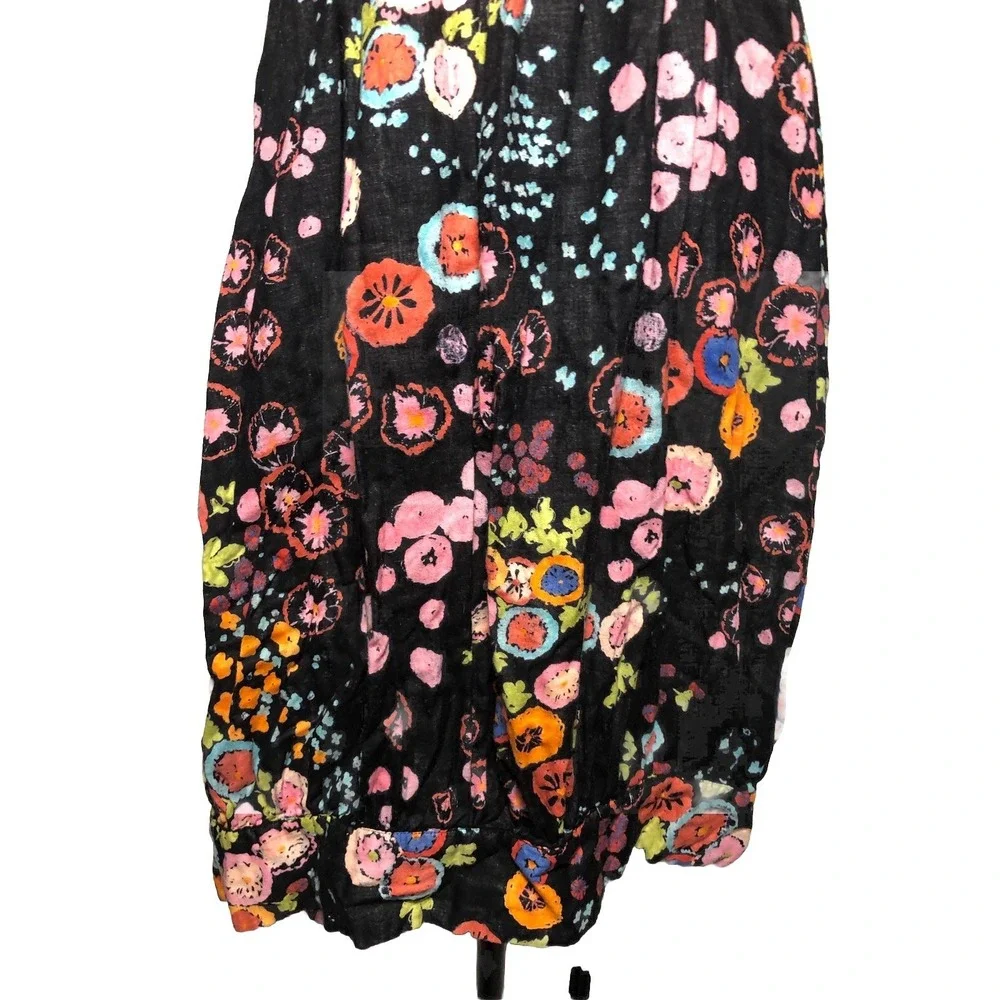 Y2K Rebe USA Floral Cotton Bubble Hem Dress Black Coral 33-28-48 S - Picture 5 of 10